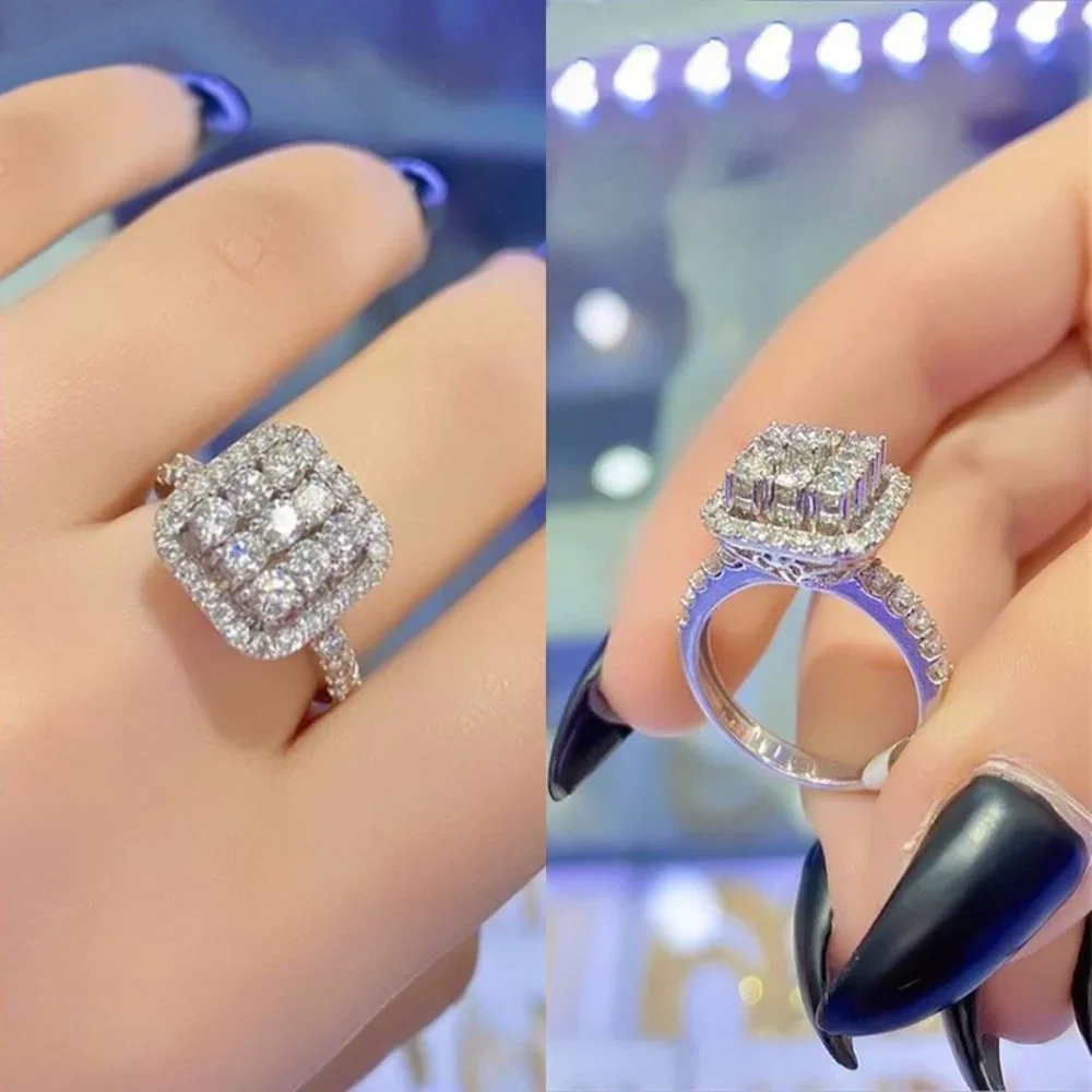 💥925 Silver Plated Luxury 5A Micro Pave Setting CZ Ring, MARR9395